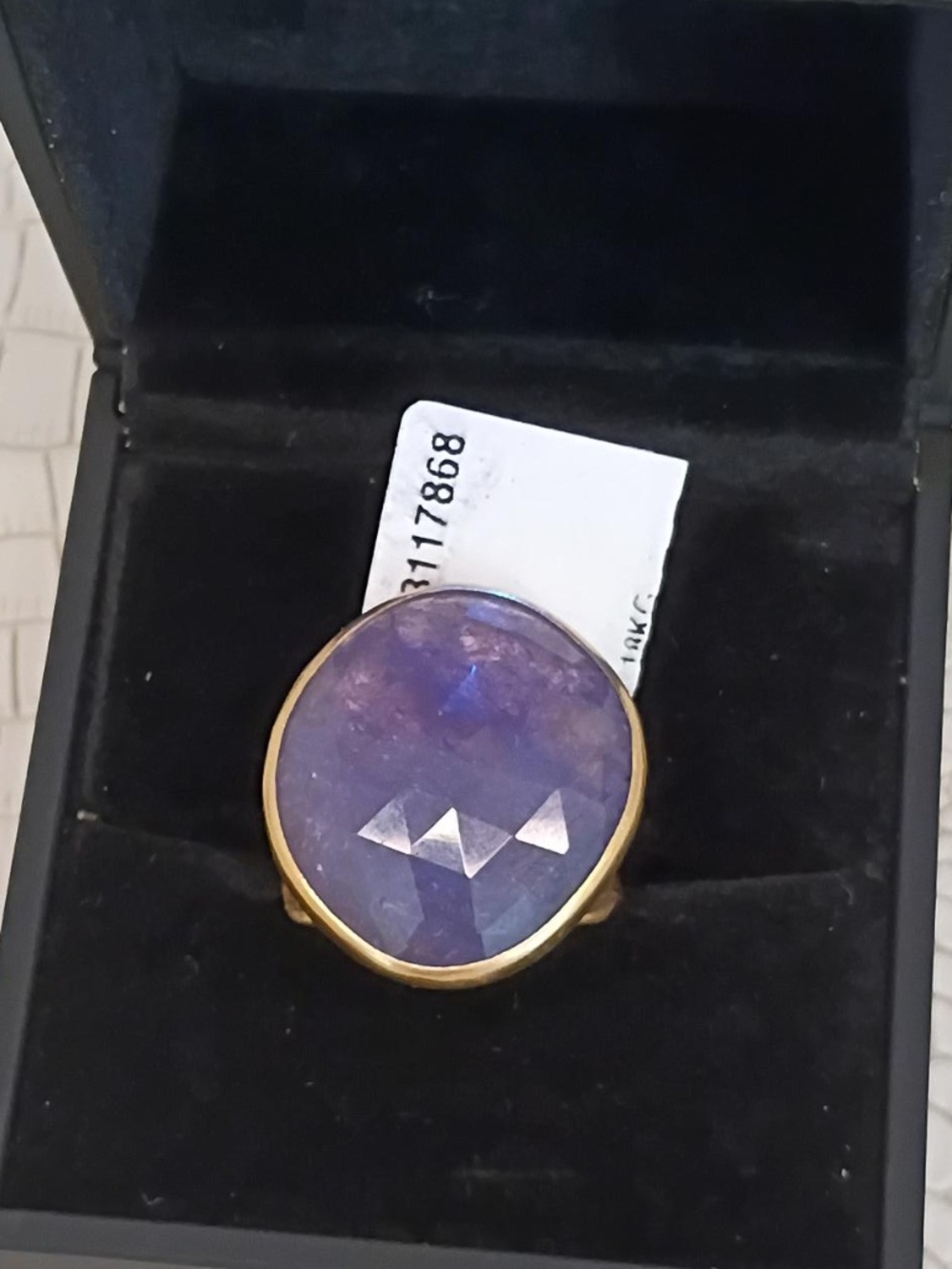 🔥 New 18K Yellow Gold Large Purple Chalcedony Cabochon  NWT (ONE OF A KIND)